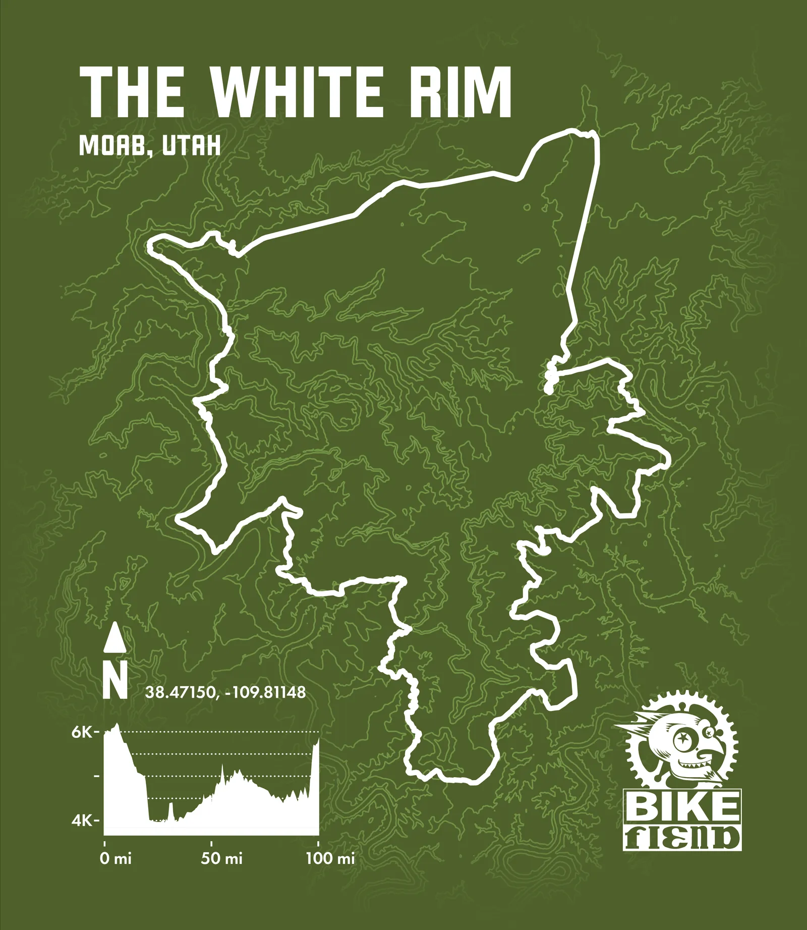 White Rim trail map design illustration