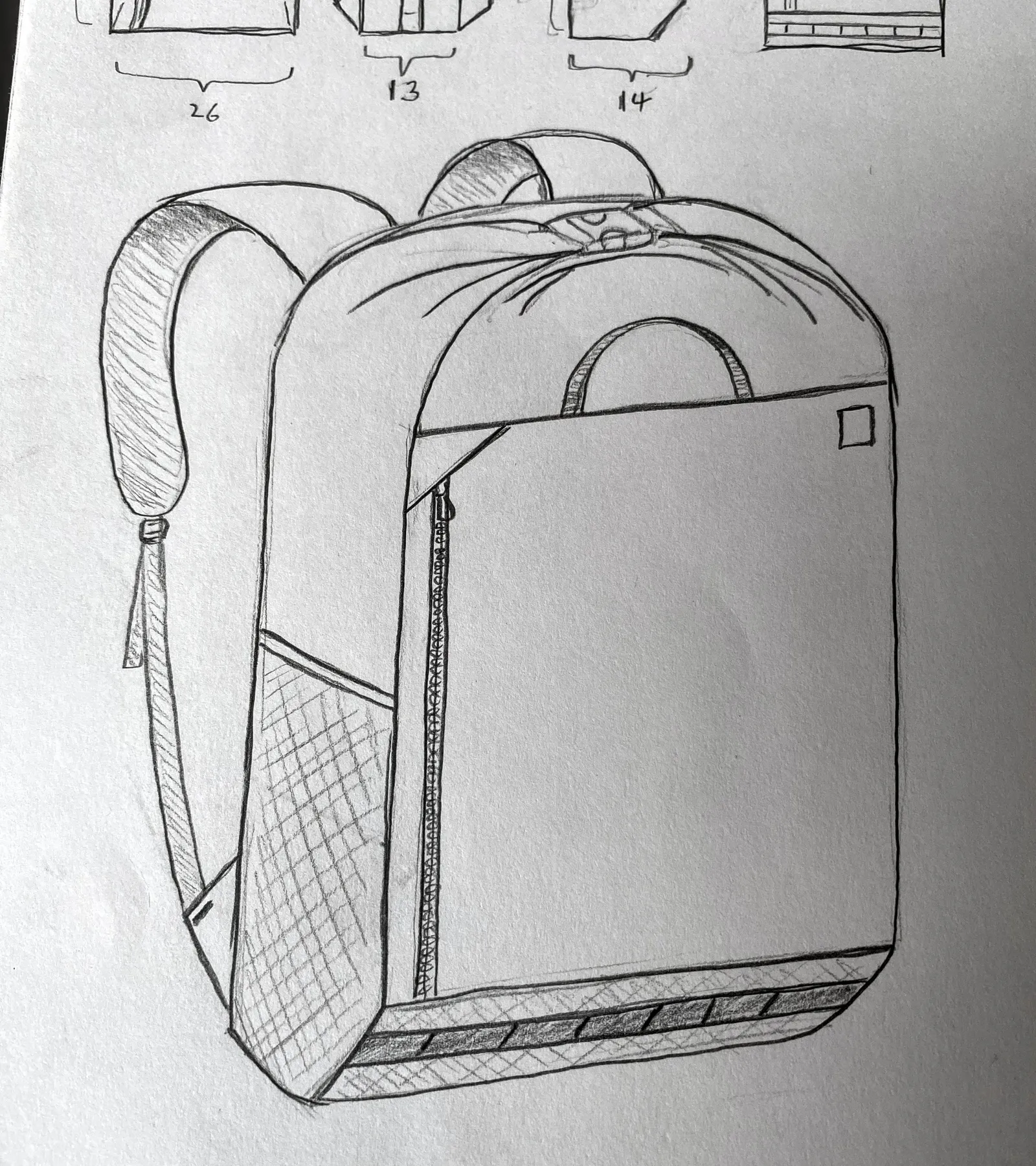 A drawing of the Kawa backpack