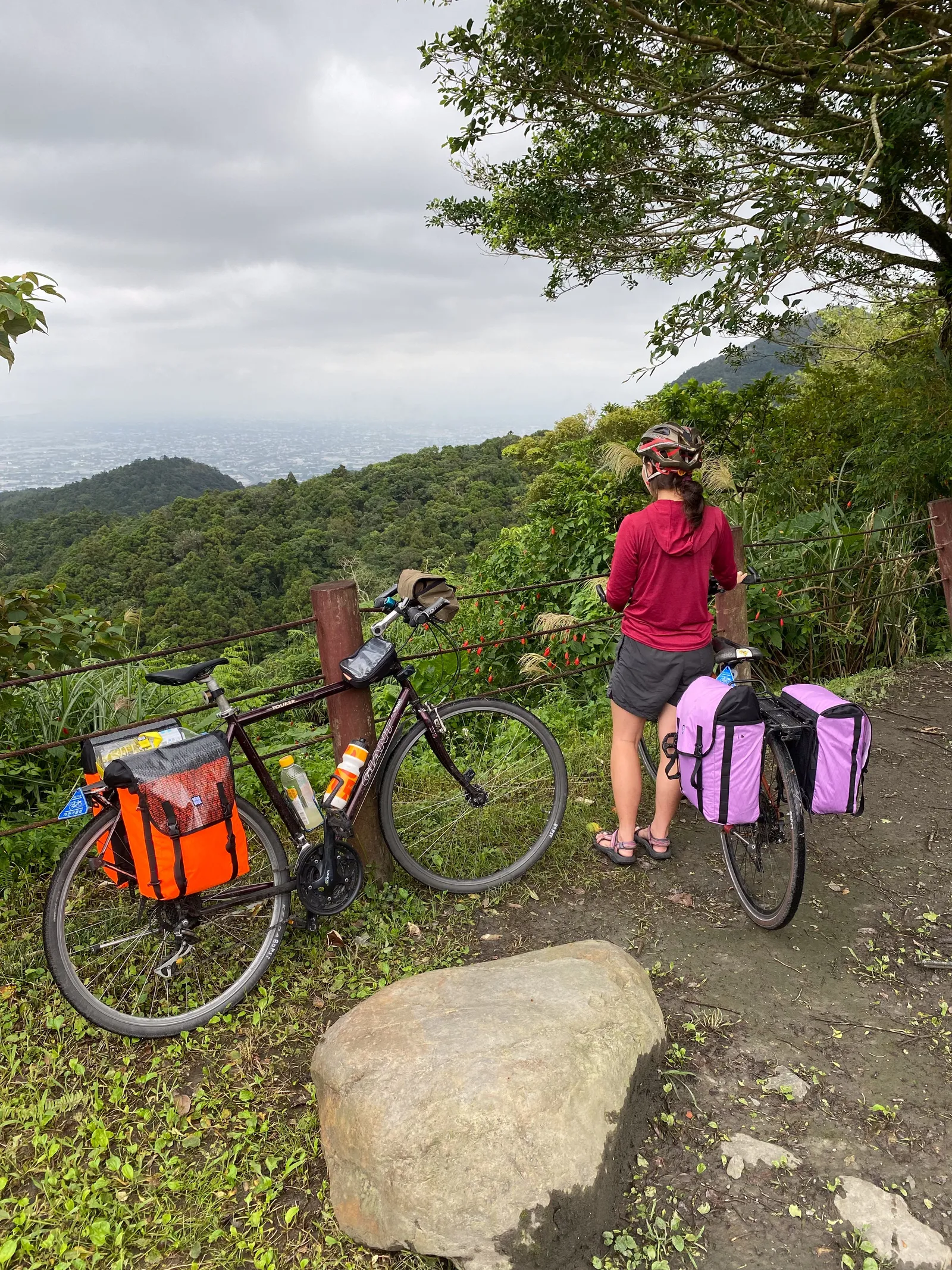 Bikes at an overlook in the jungle