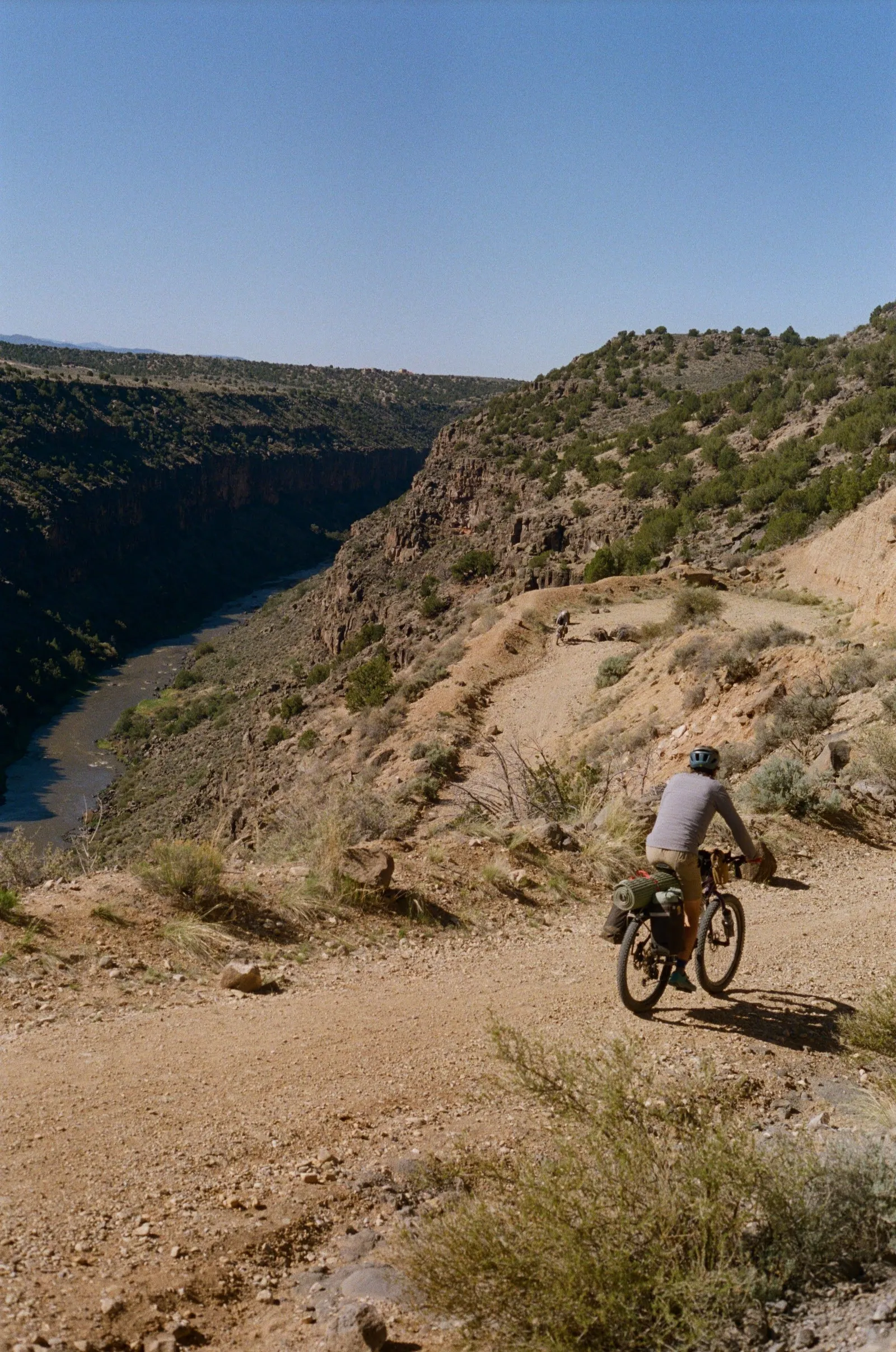 Biking above a river