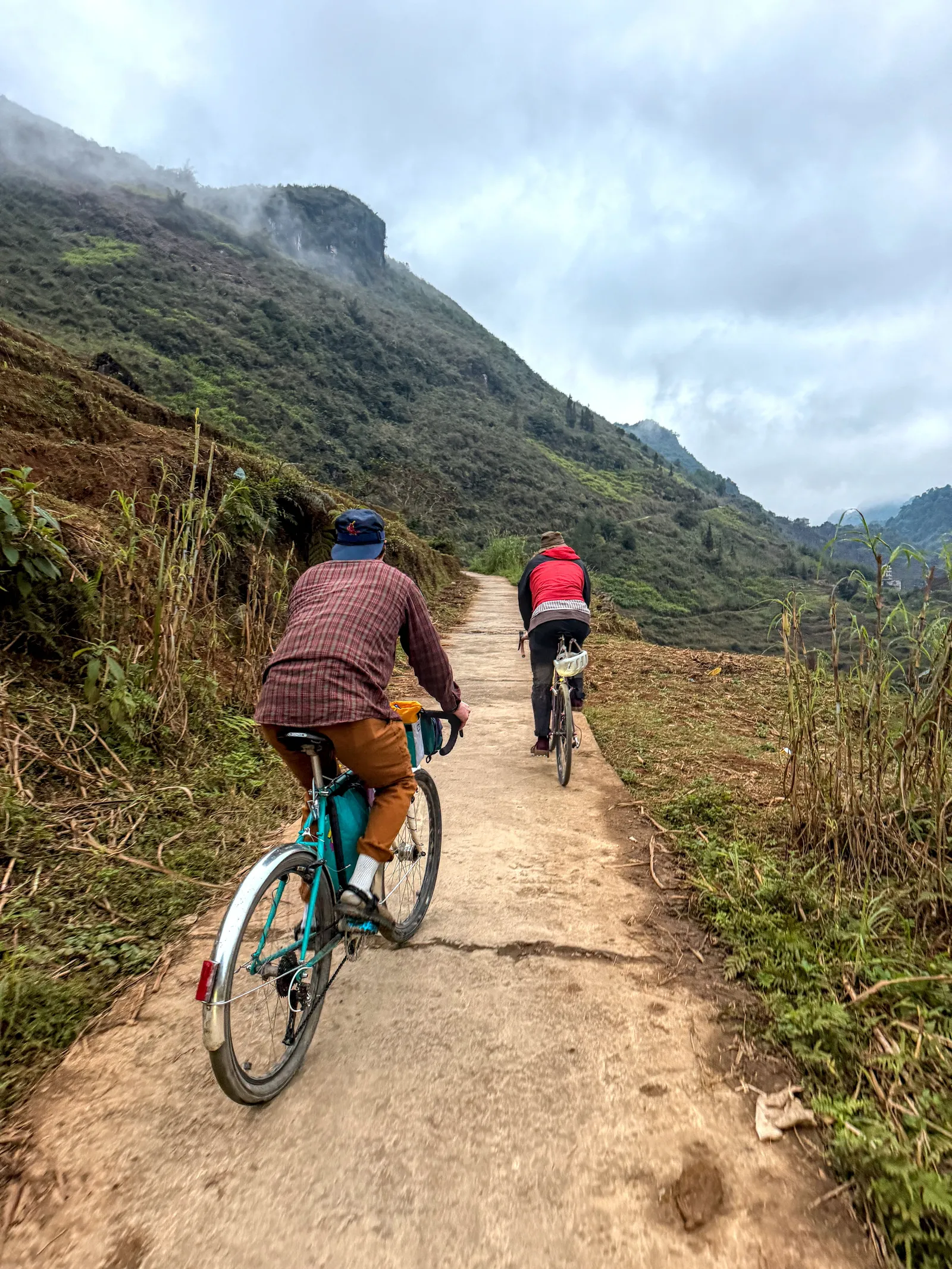 Biking on a small mountain path