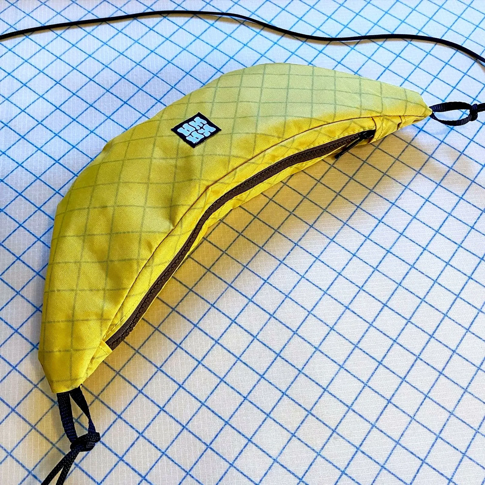 Banana bag on white fabric