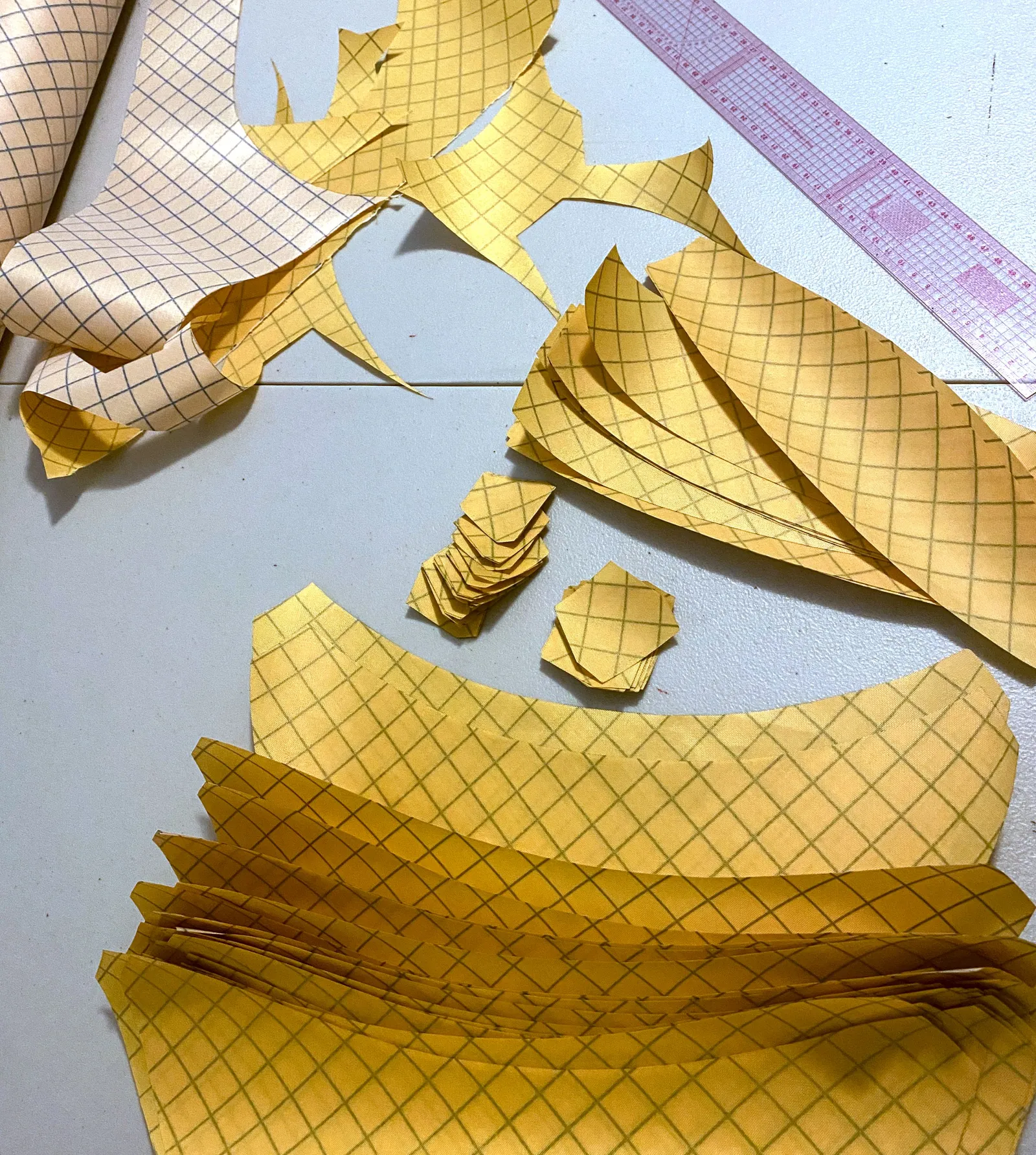 Banana bag pieces cut out and ready to sew