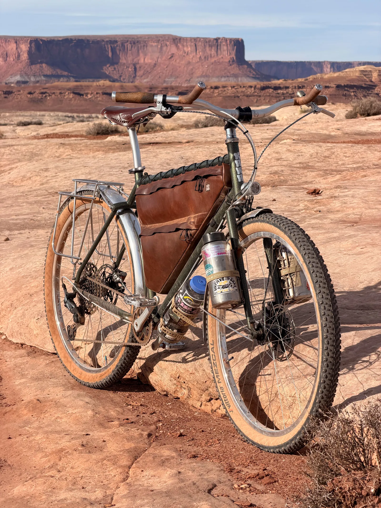 Piolet with bags in the desert