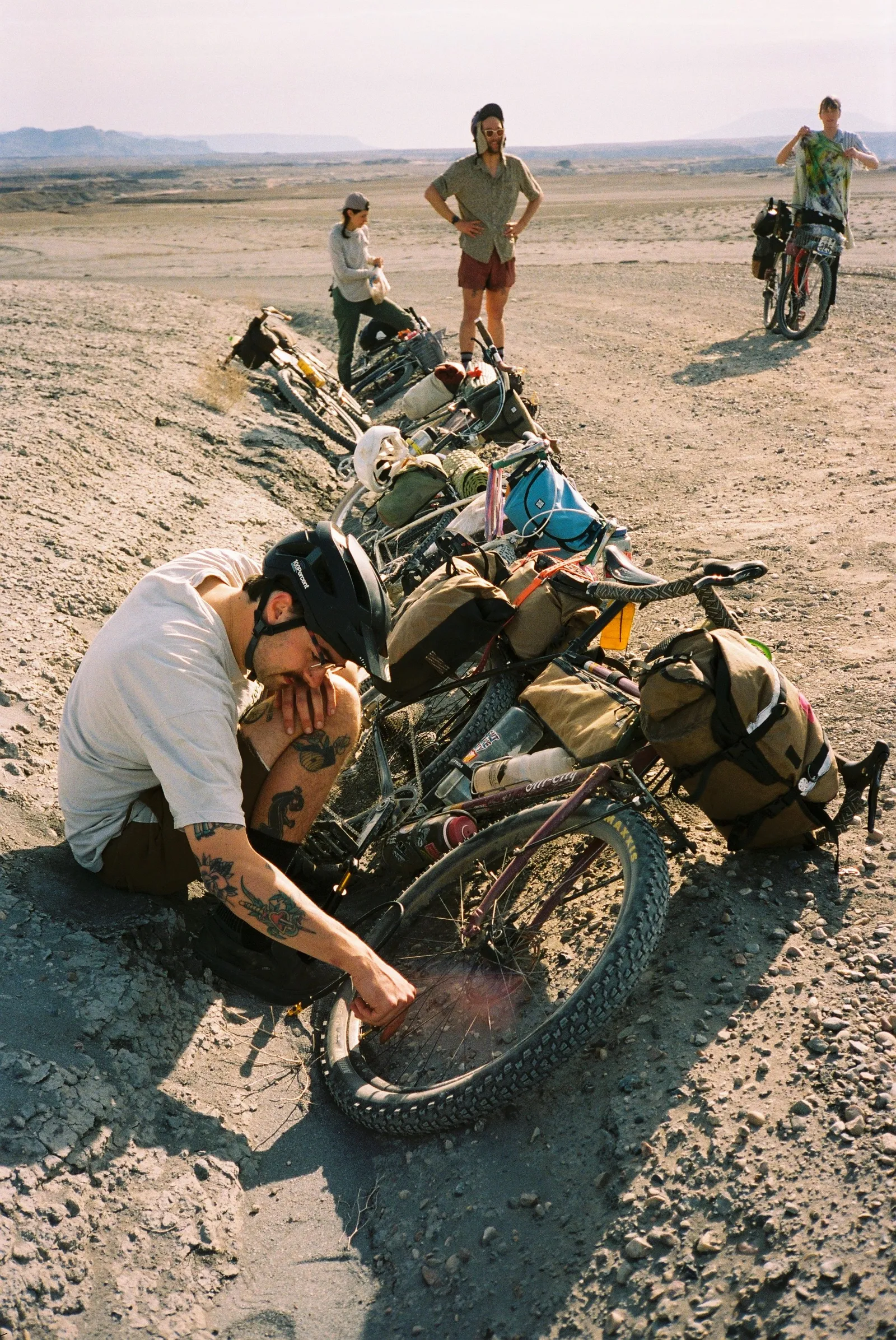 Sitting in a ditch with the touring bikes
