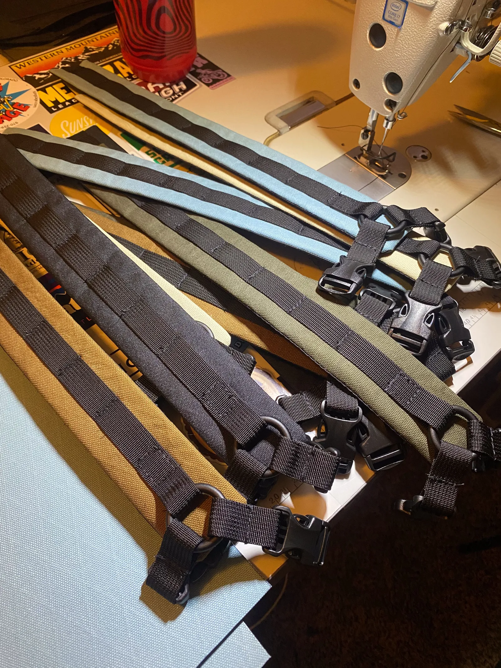 Pile of shoulder straps